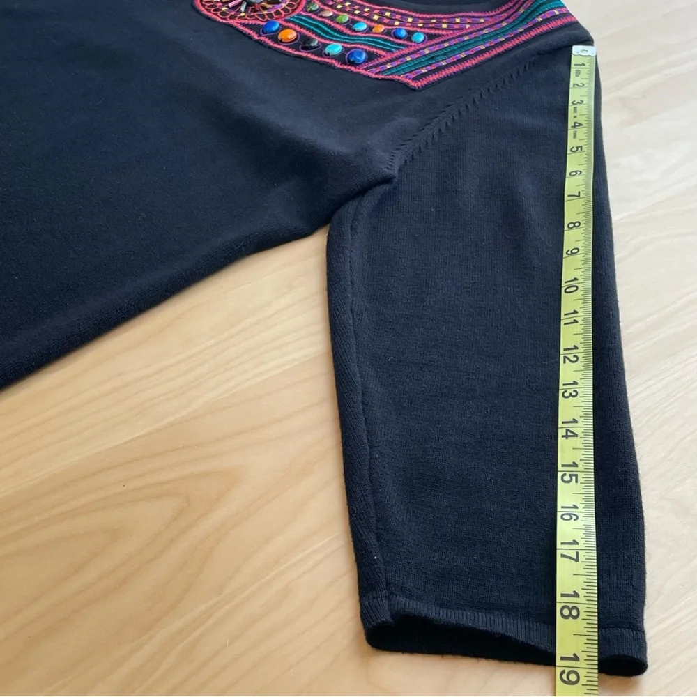 Joseph A. Bohemian Blouse Size XL Black Beautiful Embroidery Beaded 3/4 Sleeve - Picture 11 of 11